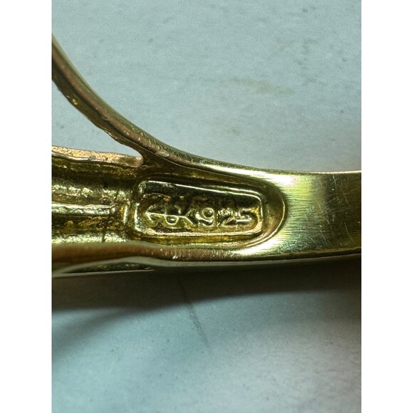 Estate Sterling Silver 925 Green Jade Oval Halo Ring Size 11 Gold Vermeil 9.1g - Picture 5 of 8